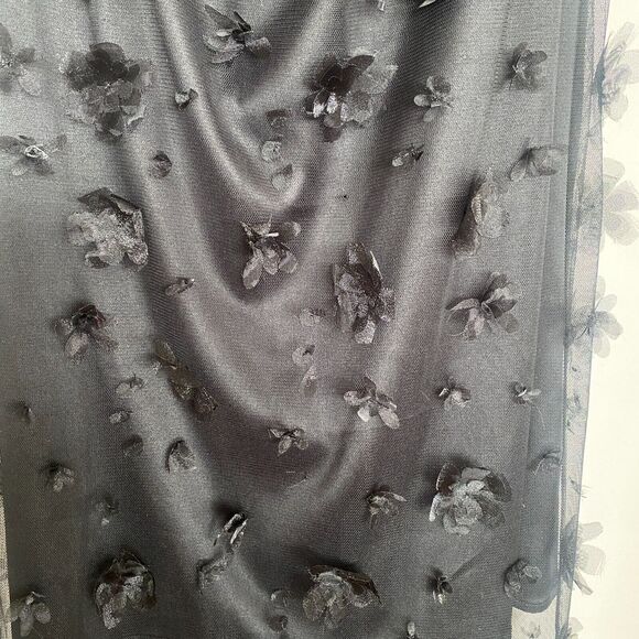Maeve Sleeveless Mesh 3D Flower Slip Midi Dress Sz 12 Black Whimsigoth Fairy - Picture 7 of 8